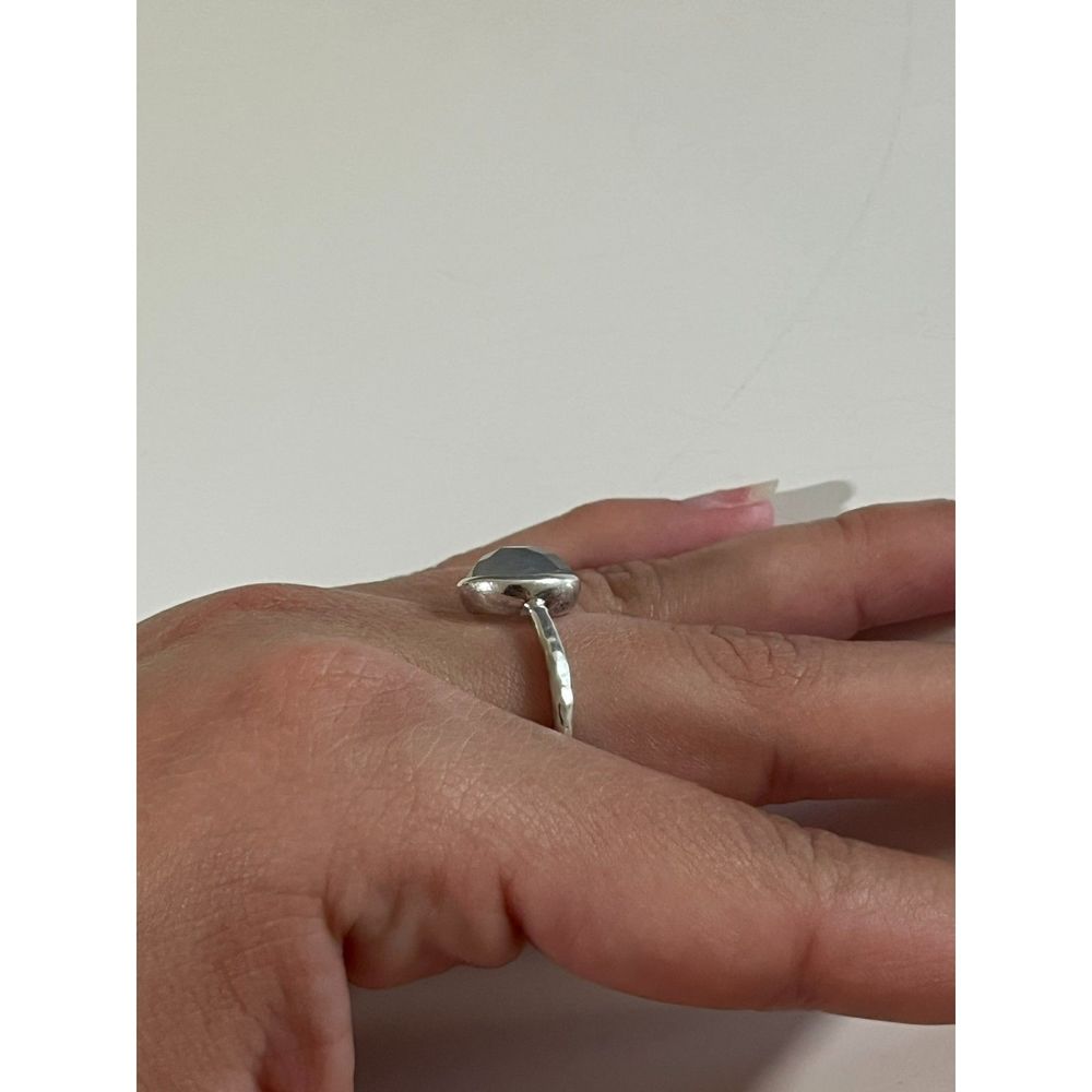 Milky White Stone | Minimalist Thin Band | Thailand 925 Ring - Picture 2 of 5